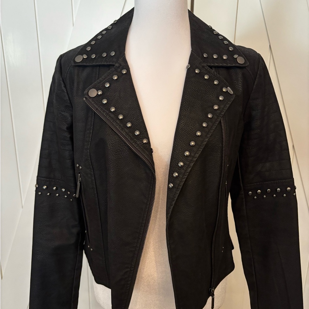 BP Black Studded Leather Jacket
